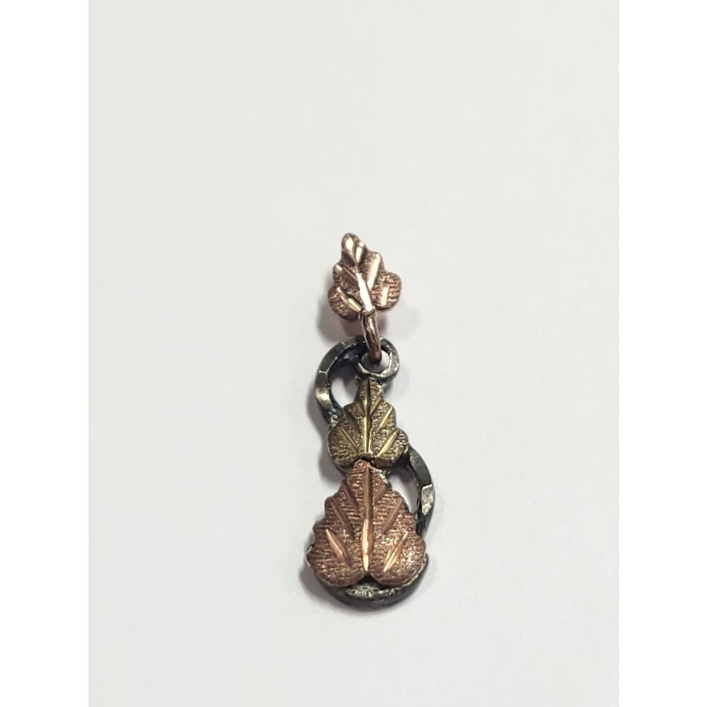 Black Hills Gold 10K Gold And Sterling Pendant Signature Leaf Design Signed RL